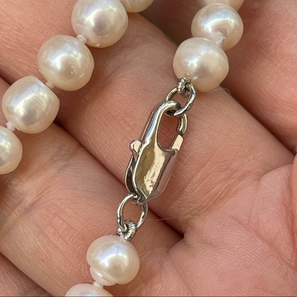 Cultured freshwater 7.5mm pearl sterling silver necklace - Picture 5 of 8